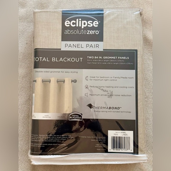 Eclipse Absolute Zero Blackout Curtains - Ivory - Picture 2 of 2